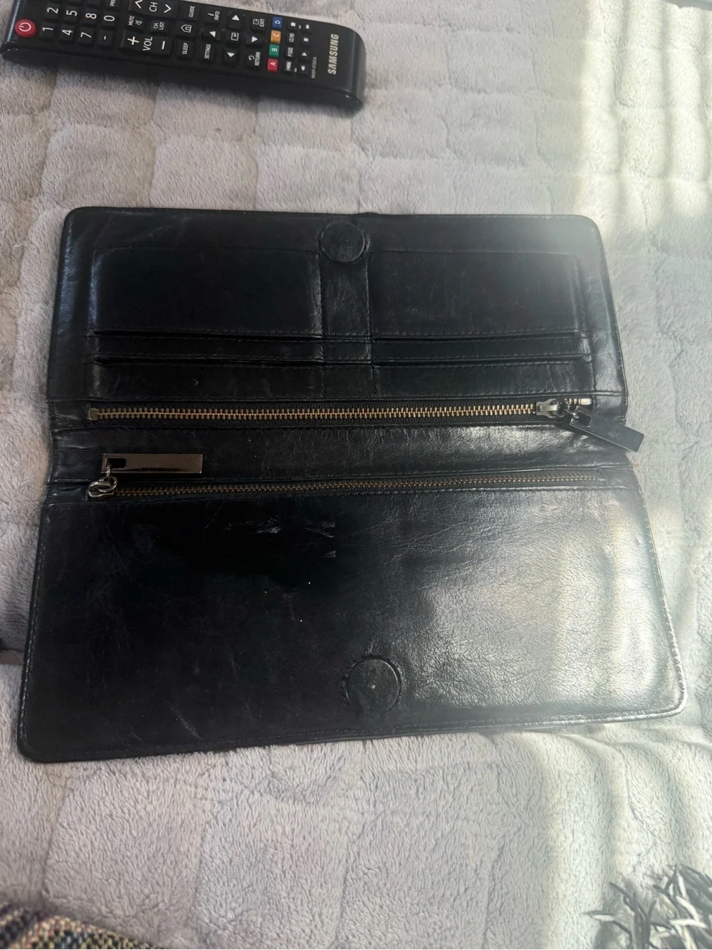 Tory Burch Black Leather Logo Continental Wallet